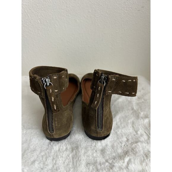 Frye Carson Womens Suede Leather Zip Back Ankle Strap Ballet Flats Size 7.5 - Picture 4 of 12